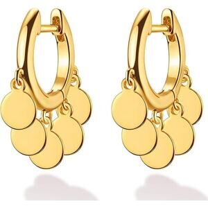 14k Gold Dangle Huggie Hoop Earrings for Women